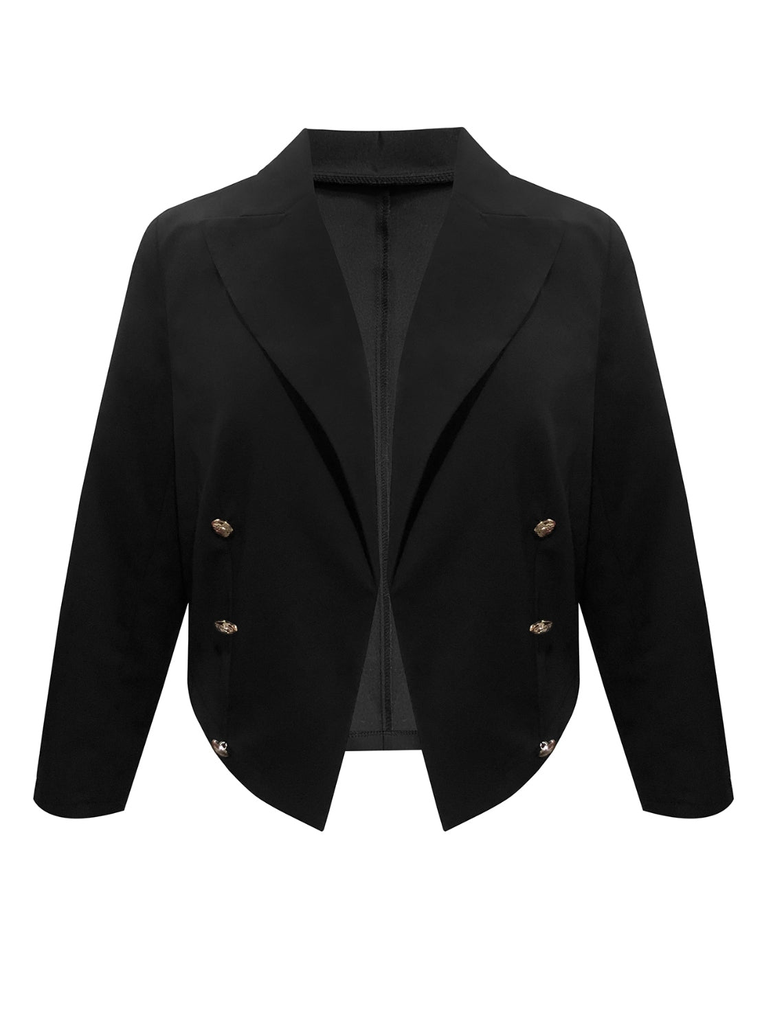 Back view of Plus Size Buttoned Lapel Collar Long Sleeve Blazer