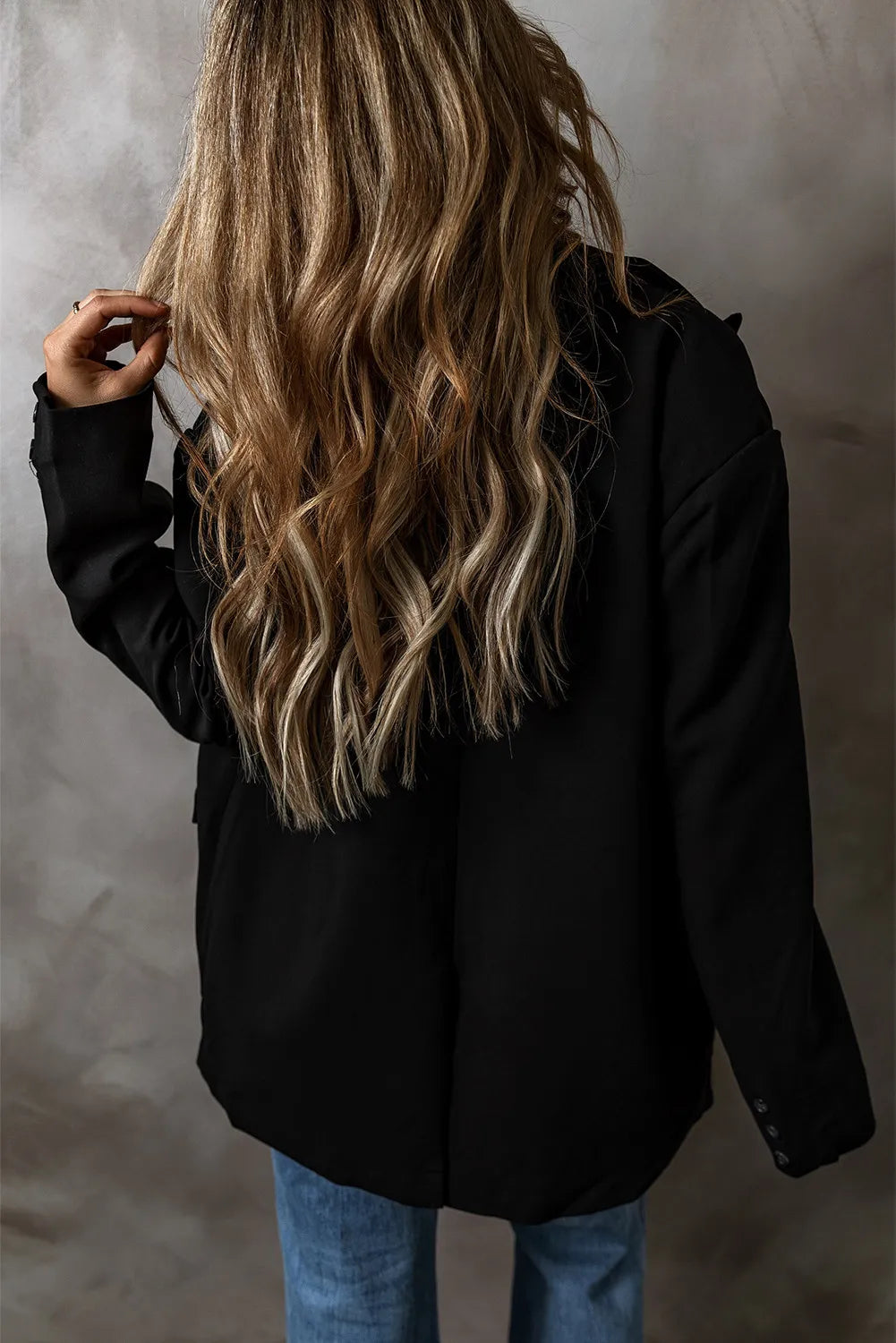 Back view of Button Up Long Sleeve Blazer