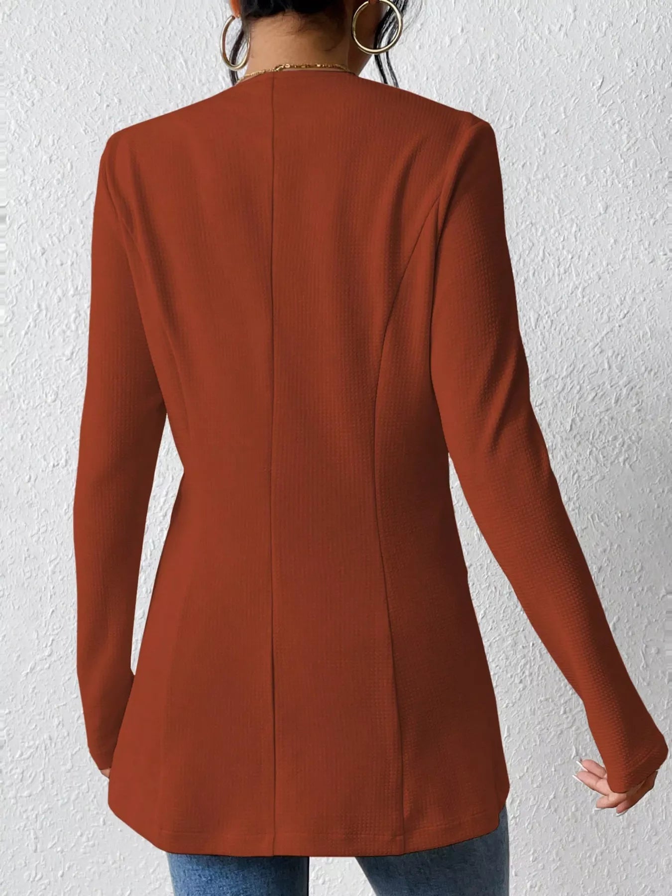 One Button Long Sleeve Blazer Front View