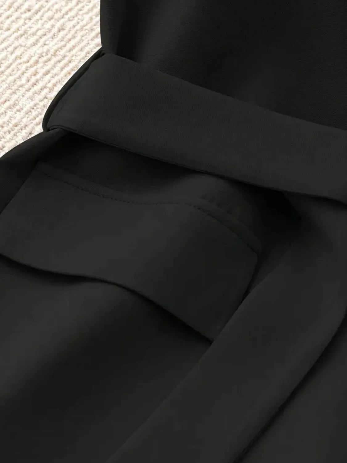 Tie Waist Lapel Collar Sleeveless Blazer with belt detail