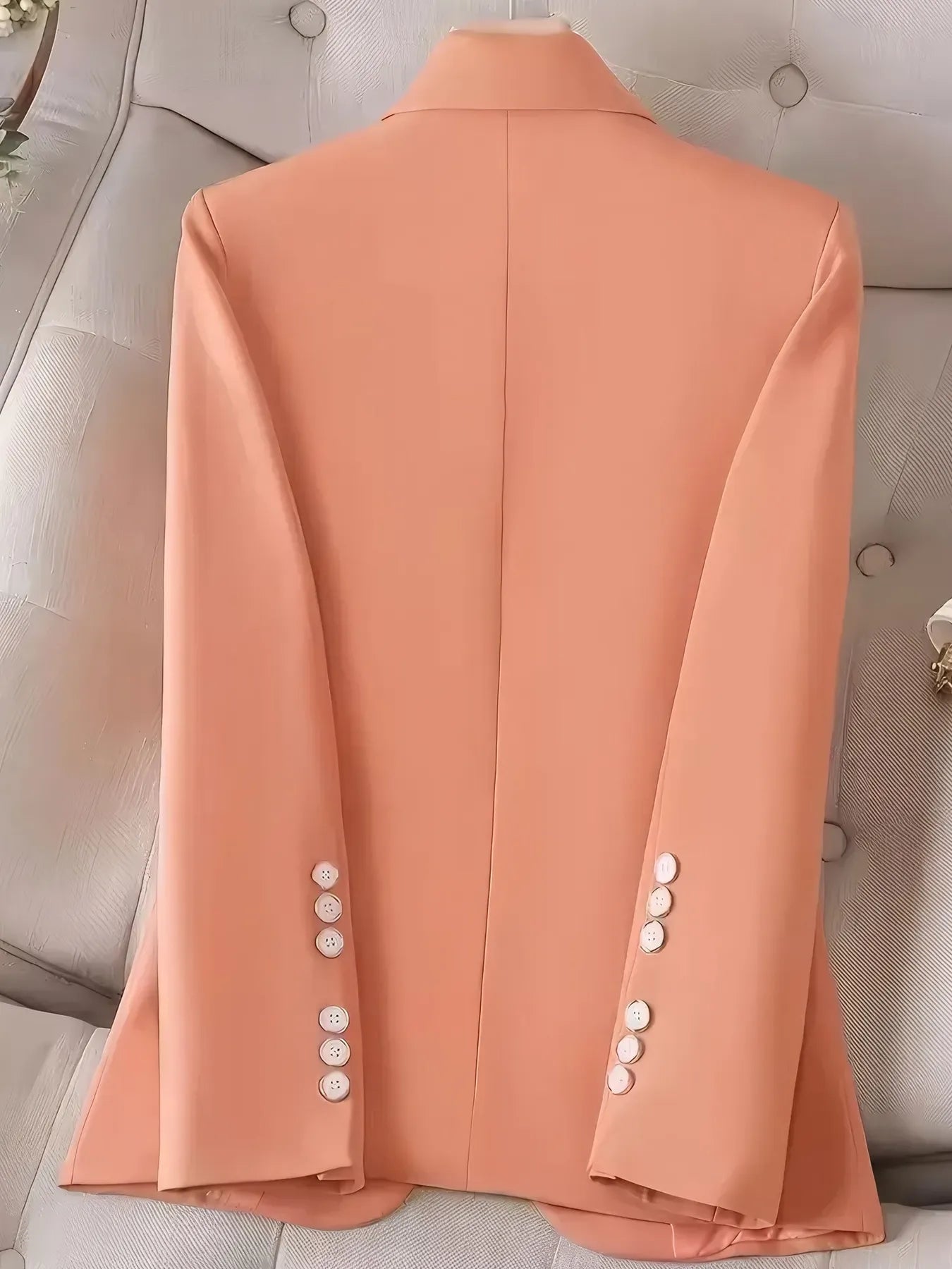 Back view of Single-Button Long Sleeve Blazer