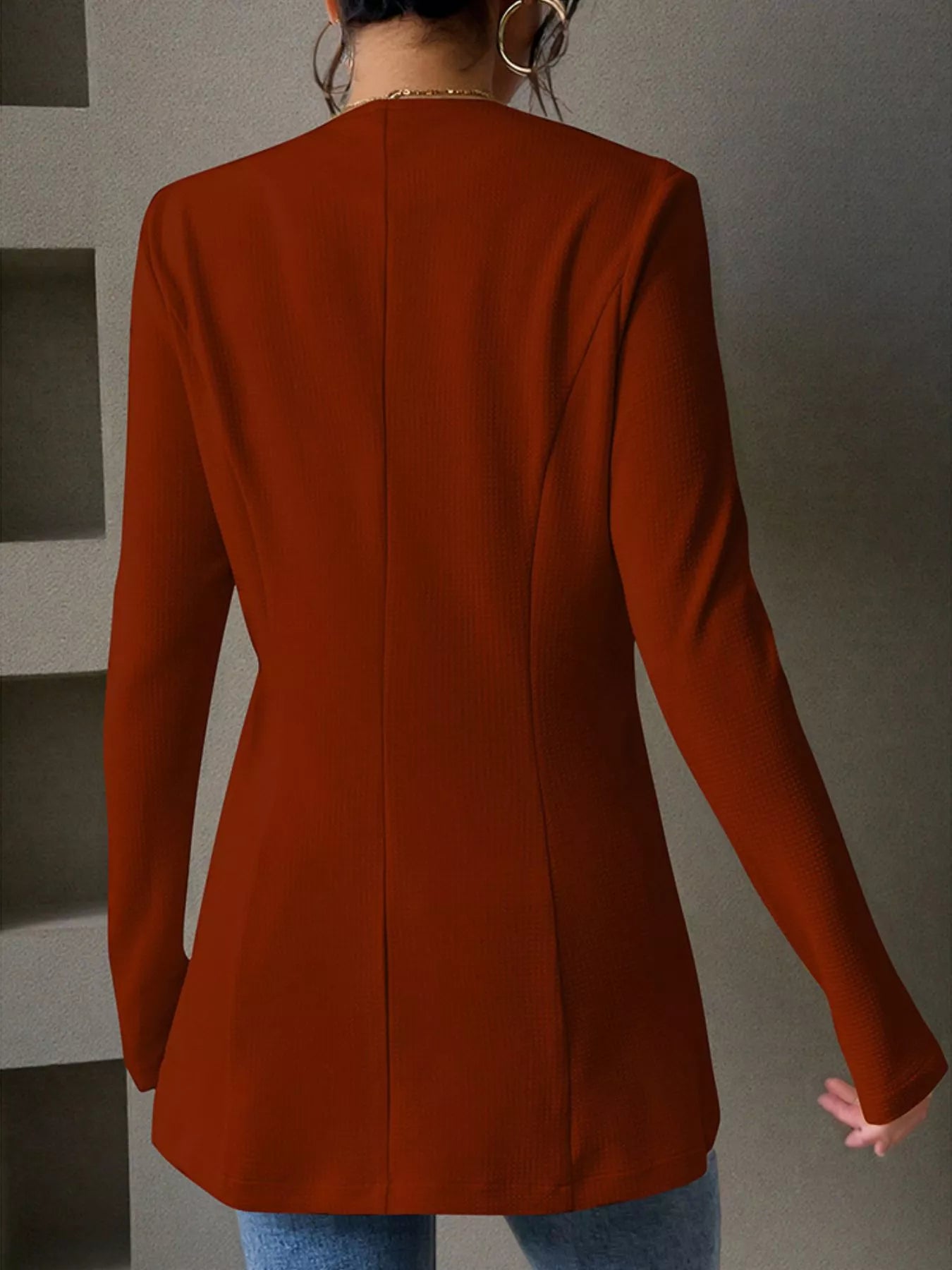 One Button Long Sleeve Blazer back view