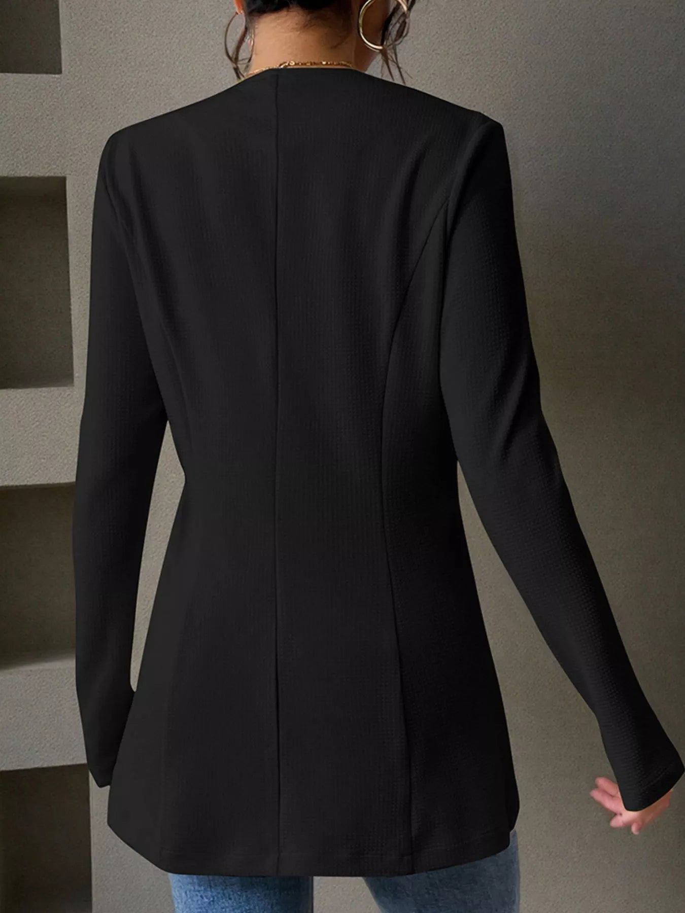 One Button Long Sleeve Blazer back view