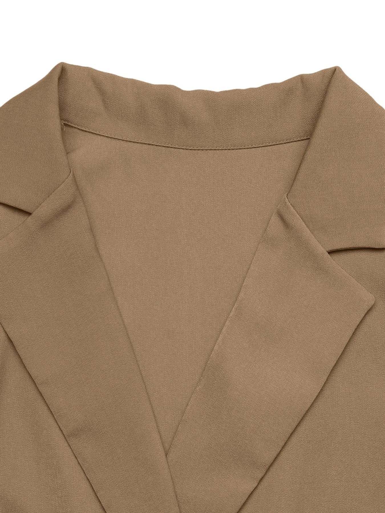 Back view of Lapel Collar Leopard Cuff Long Sleeve Blazer-Max-Origin