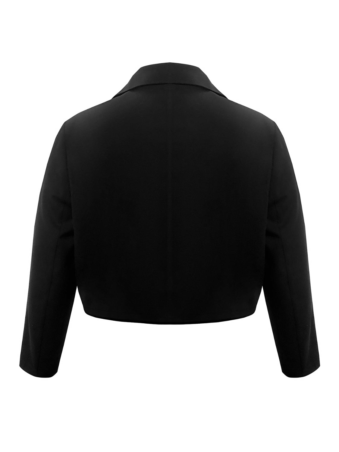 Back view of Plus Size Buttoned Lapel Collar Long Sleeve Blazer