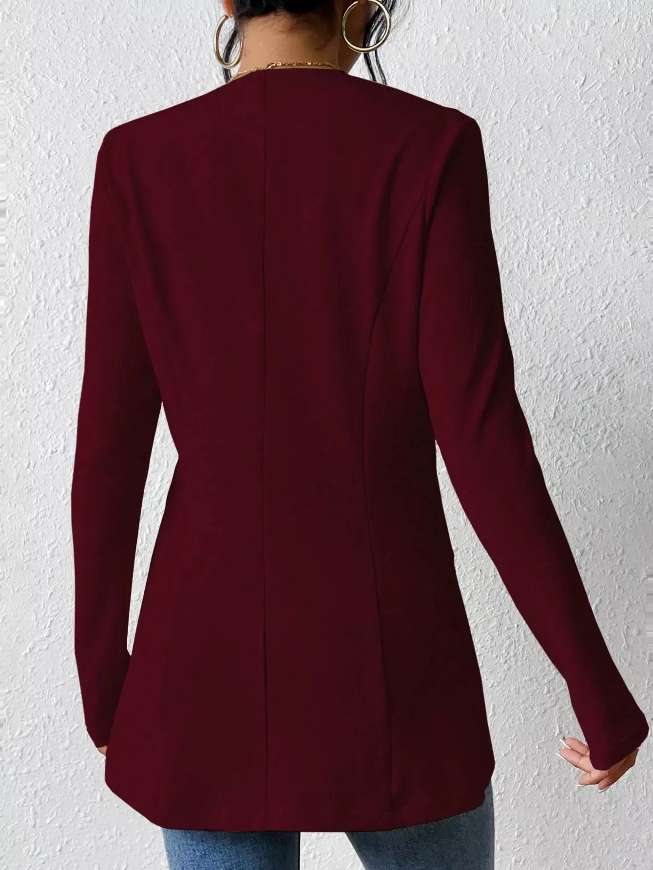 One Button Long Sleeve Blazer back View