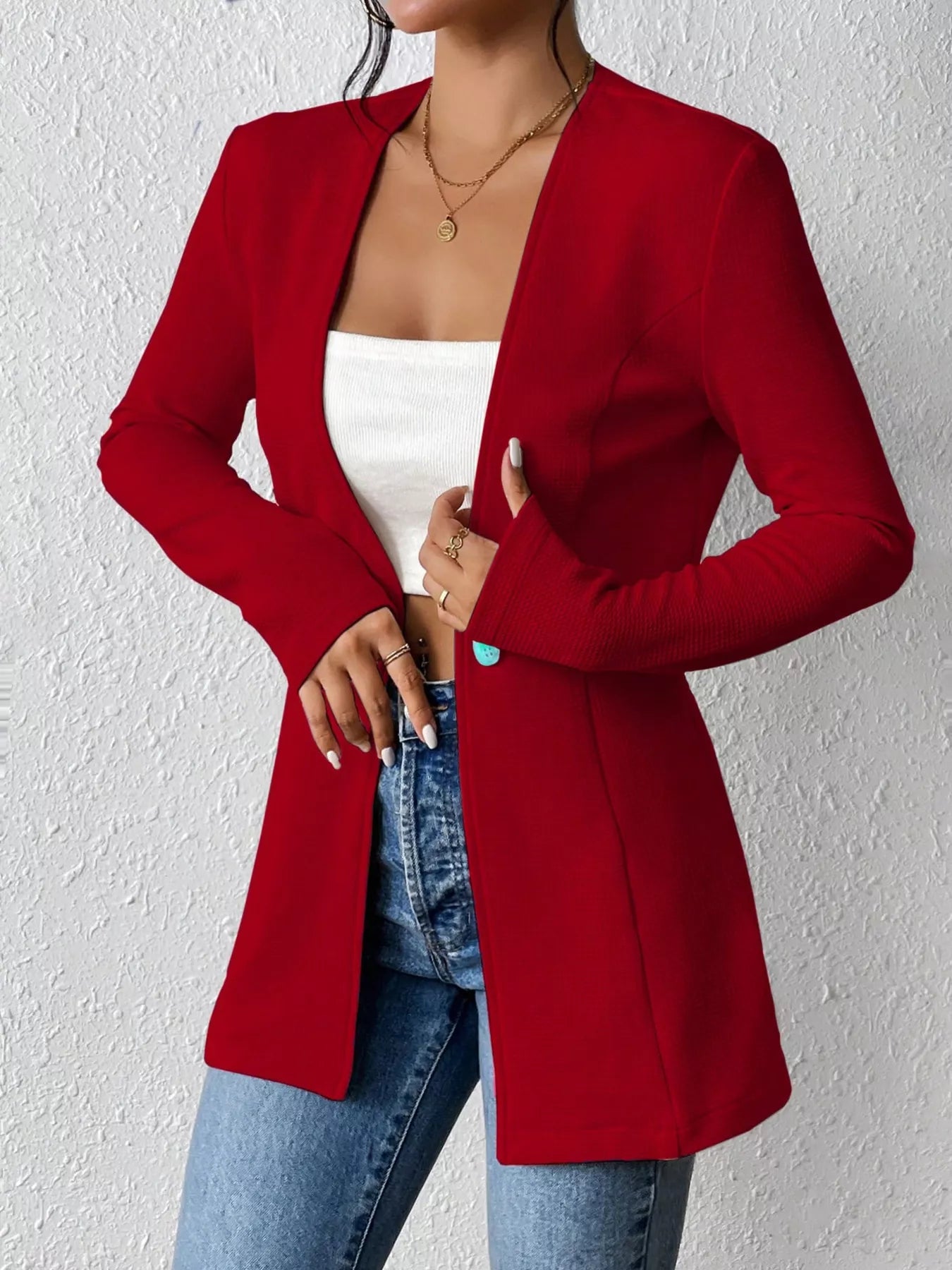 Tailored One Button Long Sleeve Blazer for Women