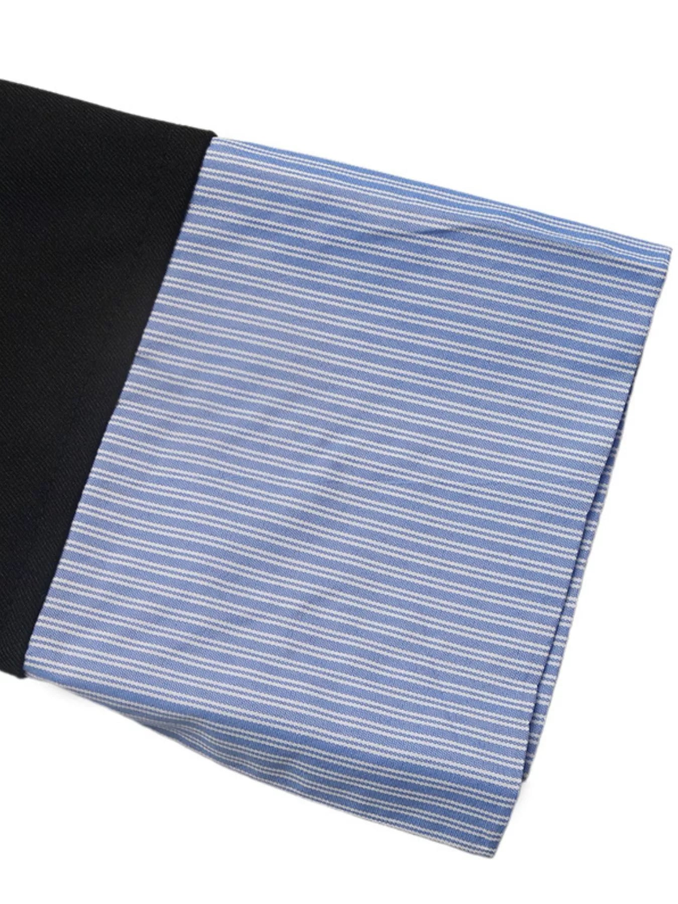 Striped collar long sleeve fake two-piece blazer front view