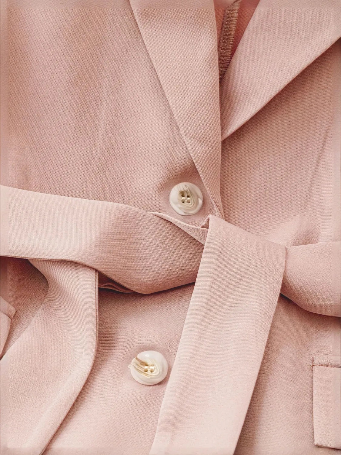 Front view of Tie Waist Lapel Collar Sleeveless Blazer