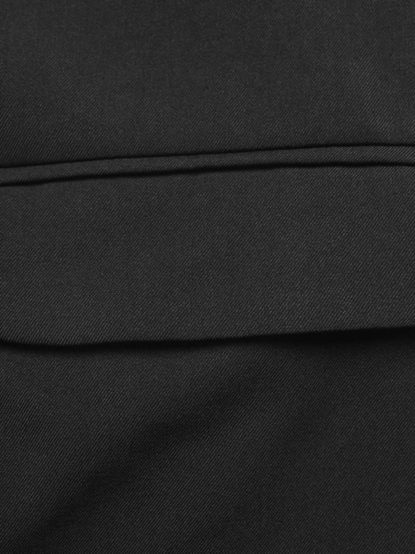 Back view of striped collar long sleeve blazer