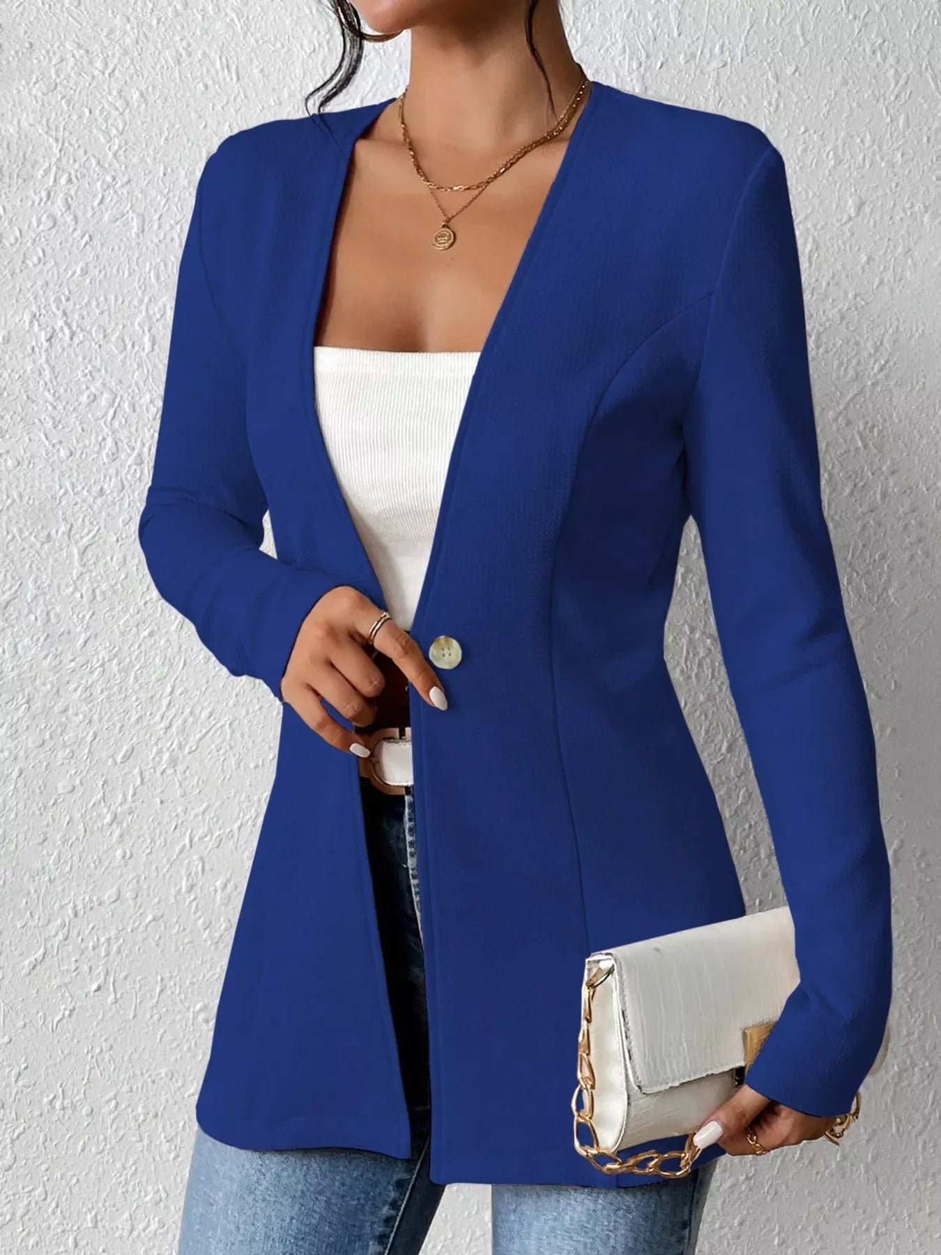 Tailored One Button Long Sleeve Blazer for Women