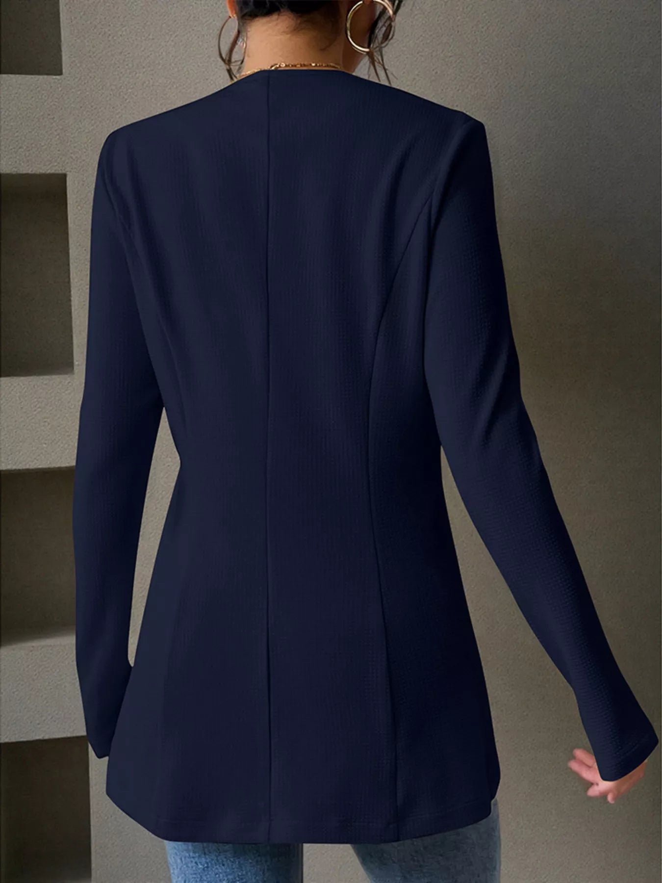One Button Long Sleeve Blazer back view