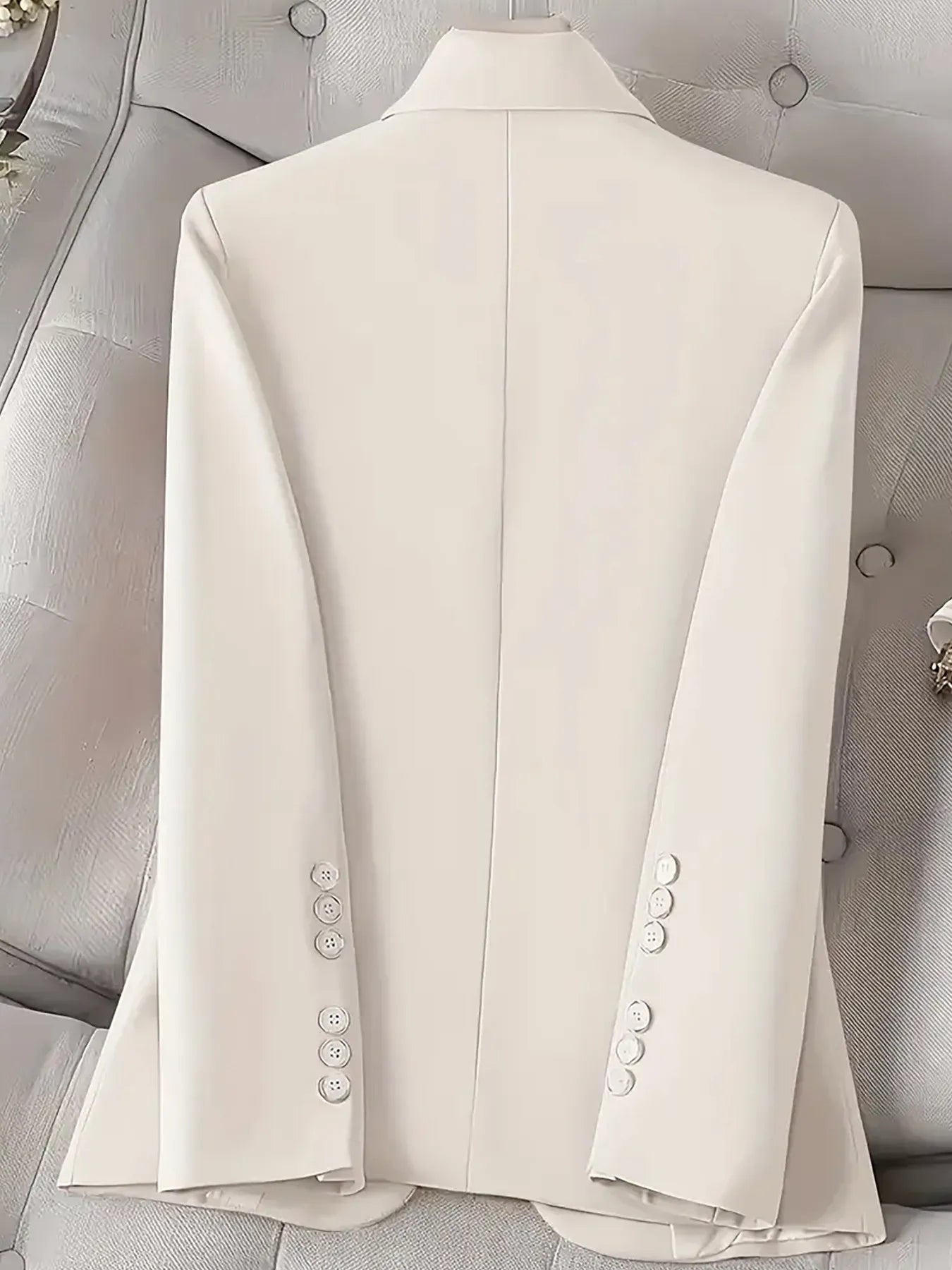 Back view of Single-Button Long Sleeve Blazer